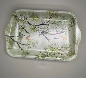 Keller Charles Trinket Jewelry Vanity Tray Green Floral Melamine